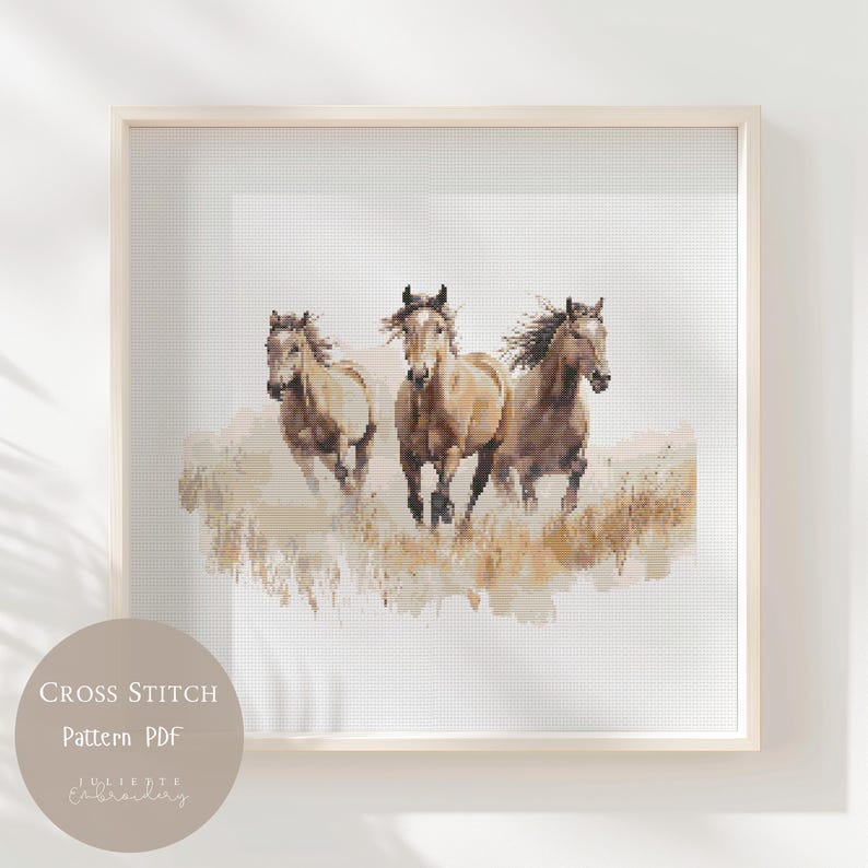 Cross Stitch Pattern Wild Horses | Horse Animal Embroidery Designs PDF ...