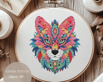 Cross Stitch Pattern Wolf Mandala |Mandala Animal Embroidery Designs PDF|Modern Cross Stitch Designs |Digital Cross Stitch Pattern| 176