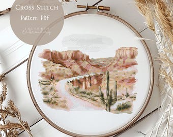 Cross Stitch Pattern Desert Landscape | Desert Embroidery Designs PDF| Modern Cross Stitch Designs| Digital Cross Stitch Pattern| 216