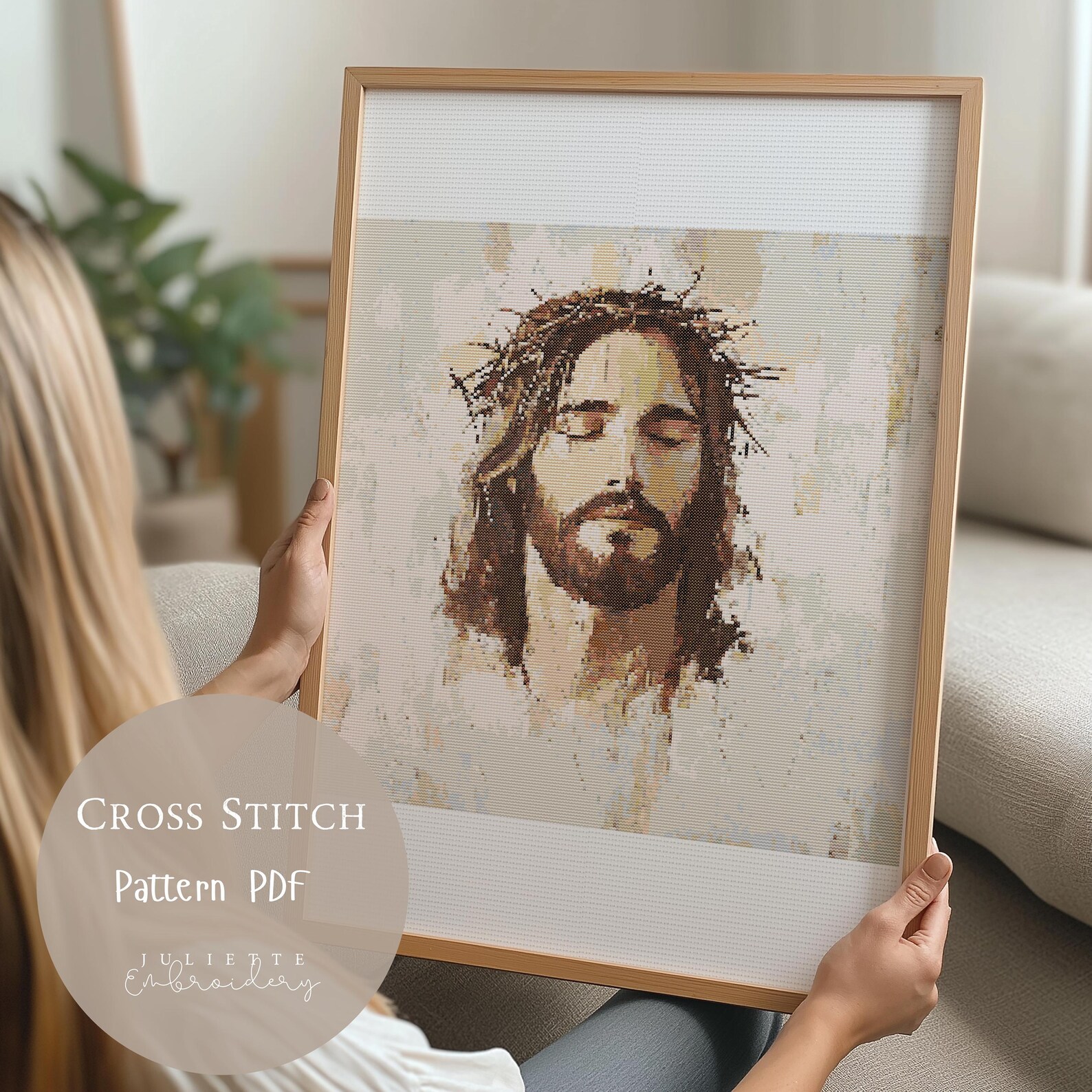 Cross Stitch Pattern Jesus Christ Praying |embroidery Designs PDF ...