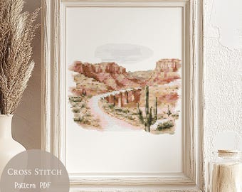 Cross Stitch Pattern Desert Landscape | Desert Embroidery Designs PDF| Modern Cross Stitch Designs| Digital Cross Stitch Pattern| 216