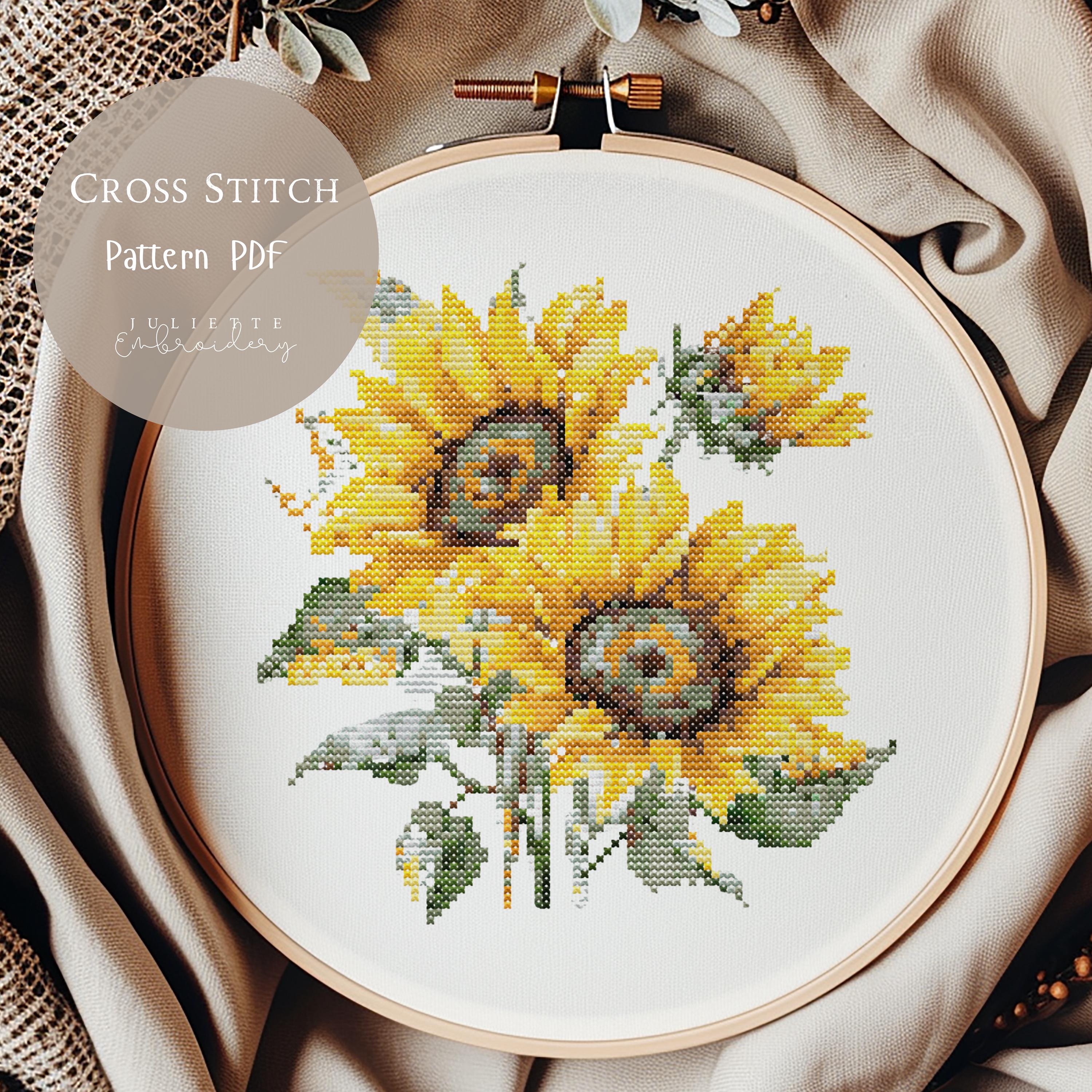 Cross Stitch Pattern Sunflower |floral Cross Stitch Embroidery