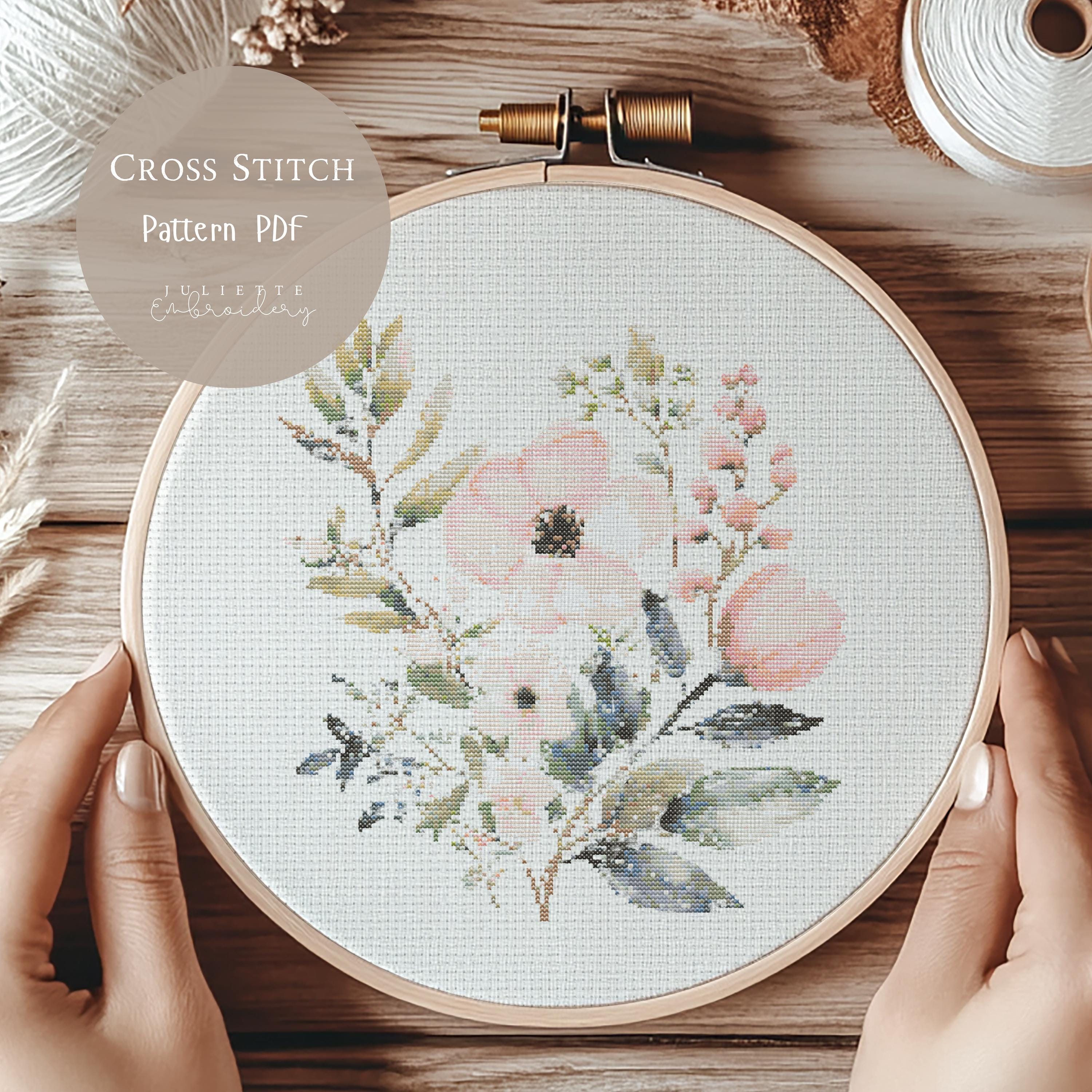 クロスステッチパターン ワイルドフラワー | 花の刺繍デザイン PDF