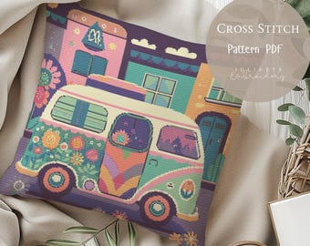 Cross Stitch Pattern Vintage Van |Car Embroidery Designs PDF| Modern Cross Stitch Designs|Cross Stitch|Digital Cross Stitch Pattern| 64