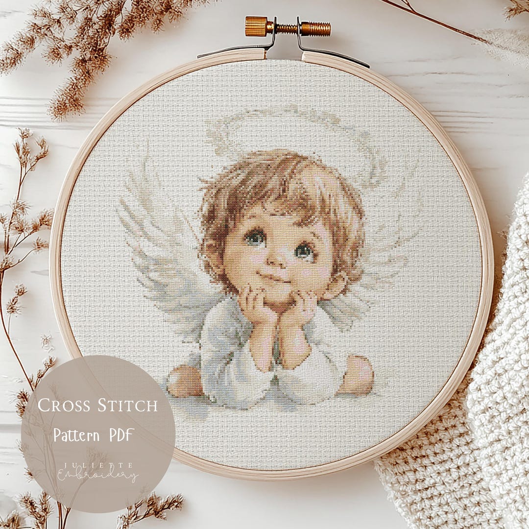 クロスステッチパターン かわいい天使 | 守護天使の刺繍デザイン PDF