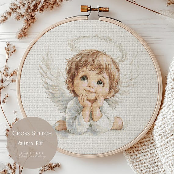 クロスステッチパターン かわいい天使 | 守護天使の刺繍デザイン PDF
