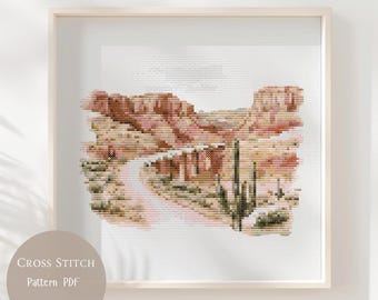 Cross Stitch Pattern Desert Landscape | Desert Embroidery Designs PDF| Modern Cross Stitch Designs| Digital Cross Stitch Pattern| 216