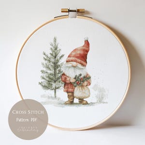 Cross Stitch Pattern Christmas Gnome | Christmas Embroidery Designs PDF | Modern Cross Stitch Designs|Digital Cross Stitch Pattern | 299