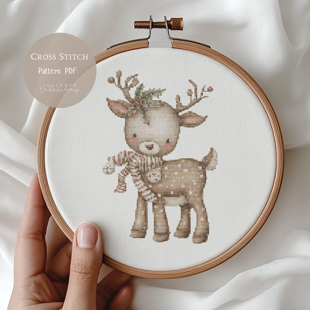 Cross Stitch Pattern Baby Reindeer | Christmas Embroidery Designs PDF ...