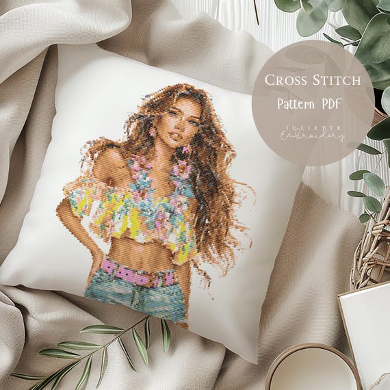 Cross Stitch Pattern Woman Hawaiian | Beautiful Girl L Embroidery