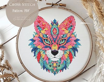Cross Stitch Pattern Wolf Mandala |Mandala Animal Embroidery Designs PDF|Modern Cross Stitch Designs |Digital Cross Stitch Pattern| 176