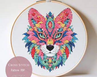 Cross Stitch Pattern Wolf Mandala |Mandala Animal Embroidery Designs PDF|Modern Cross Stitch Designs |Digital Cross Stitch Pattern| 176