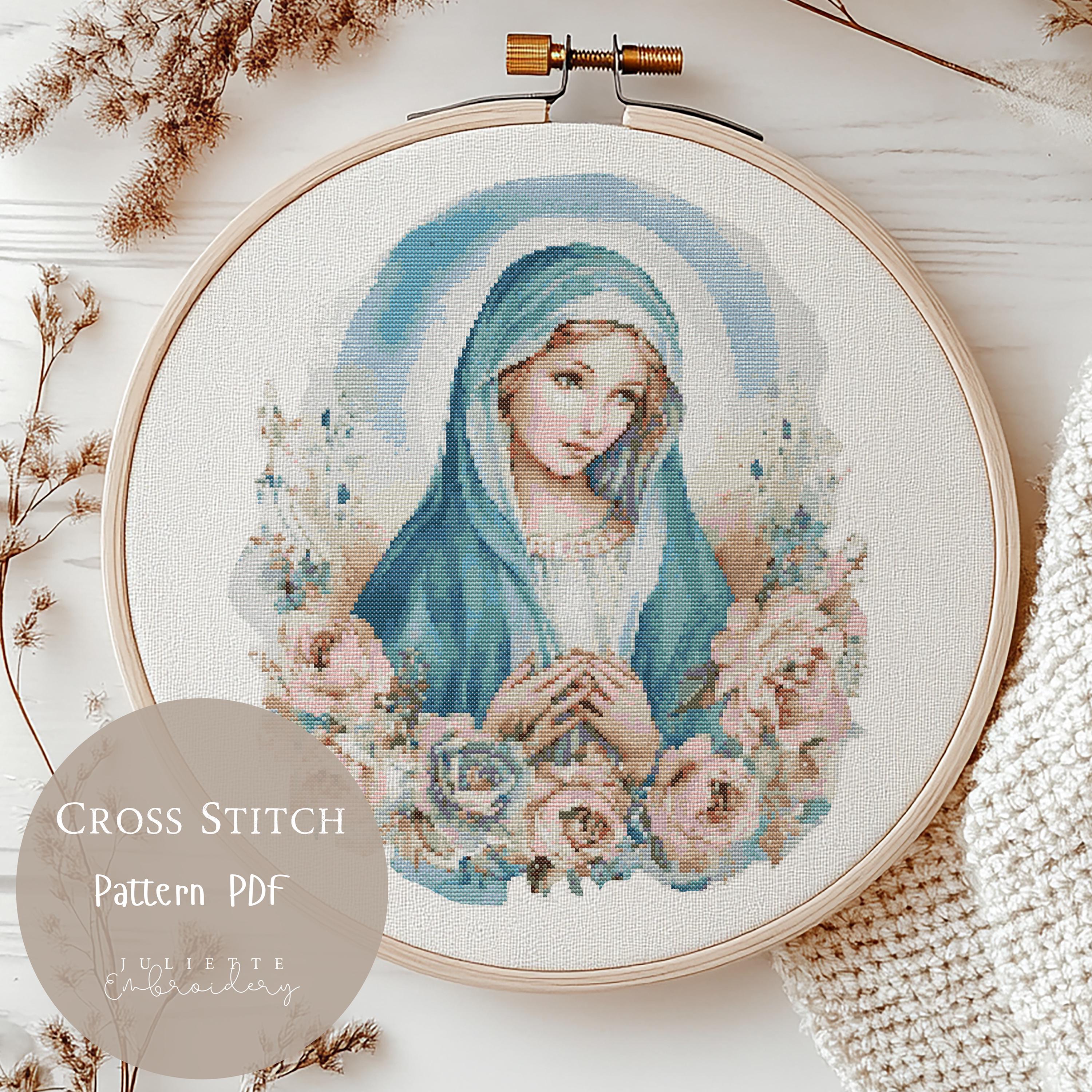 マリア様　　刺繍画 Amazon | クロスステッチ刺繍キット 3D聖母マリア 図柄印刷