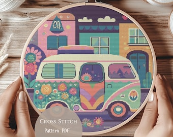 Cross Stitch Pattern Vintage Van |Car Embroidery Designs PDF| Modern Cross Stitch Designs|Cross Stitch|Digital Cross Stitch Pattern| 64