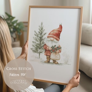Cross Stitch Pattern Christmas Gnome | Christmas Embroidery Designs PDF | Modern Cross Stitch Designs|Digital Cross Stitch Pattern | 299