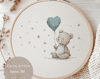Cross Stitch Pattern Teddy Bear |Nursery Embroidery Designs PDF| Modern Cross Stitch Designs| Cross Stitch| Digital Cross Stitch Pattern|252