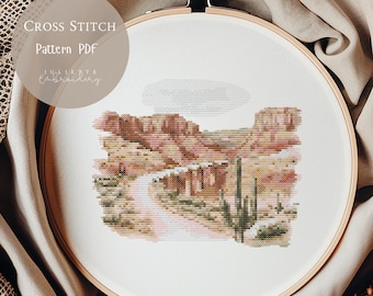 Cross Stitch Pattern Desert Landscape | Desert Embroidery Designs PDF| Modern Cross Stitch Designs| Digital Cross Stitch Pattern| 216
