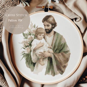 Cross Stitch Pattern Saint Joseph and Jesus |Religious Embroidery Designs PDF| Modern Cross Stitch Designs|Digital Cross Stitch Pattern|209