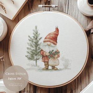 Cross Stitch Pattern Christmas Gnome | Christmas Embroidery Designs PDF | Modern Cross Stitch Designs|Digital Cross Stitch Pattern | 299