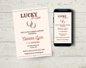 Lucky in love bridal shower template, digital download for physical and mobile invites, western theme shower