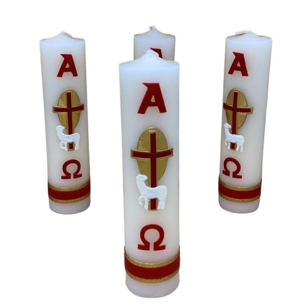 Paschal Candle / Catholic Candle Alpha Omega / Eastern Lent / Cirio Pascual Alpha y Omega Shaped