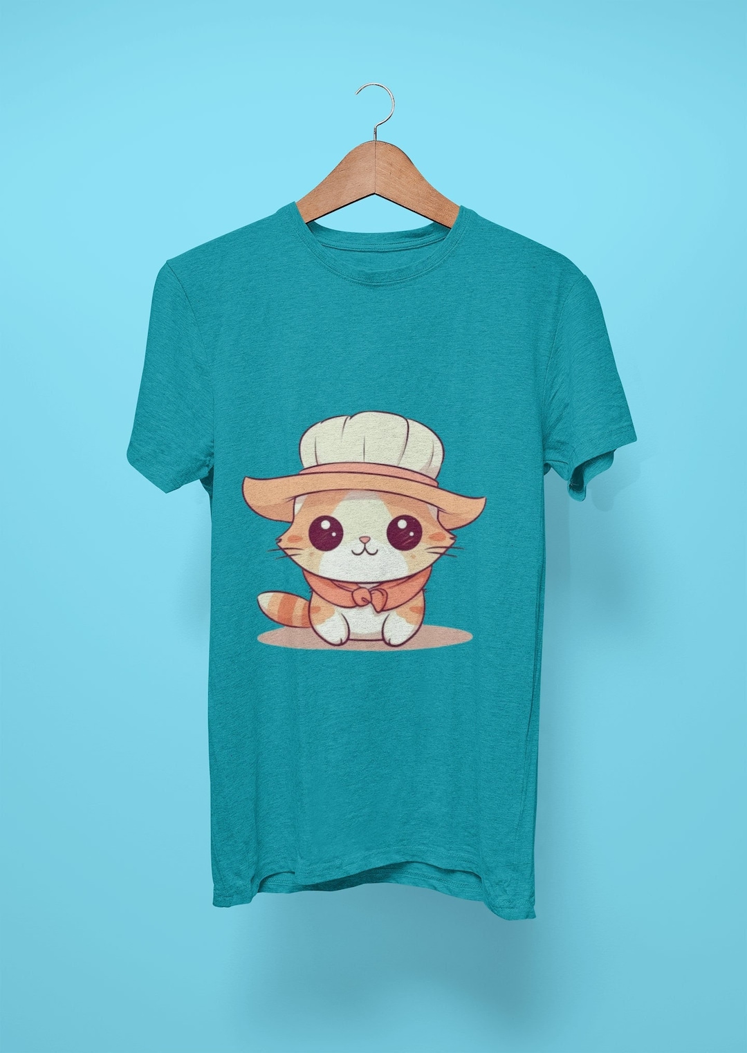 Cute Cat Wearing a Hat Anime Cat Shirt Kawaii Cat Tshirt Etsy
