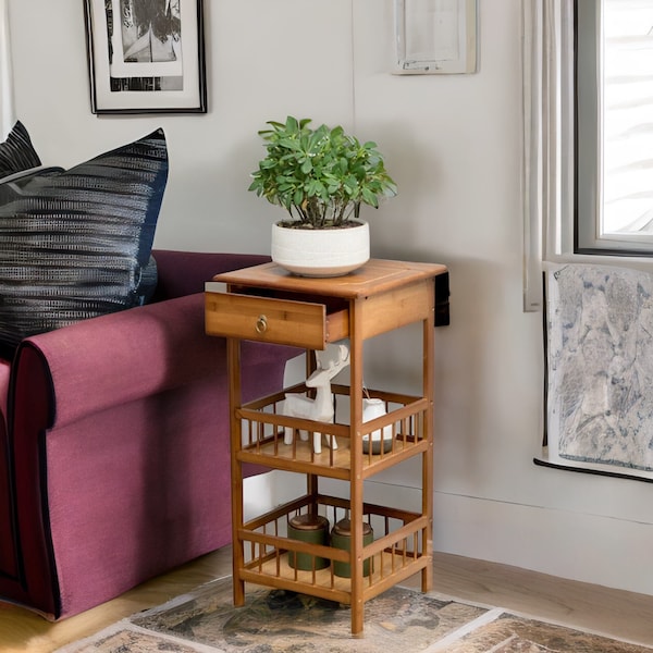 Bamboo Bedside Table Etsy UK