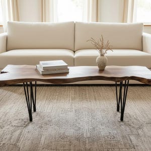 Black Walnut Live Edge Coffee Table, Solid Wood Bench, Handmade Walnut Slab Table, Rustic Modern Coffee Table, Entryway Bench