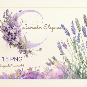 Aquarell Lavendel Clipart Bundle, Hochzeit lila Blumen, violett Blumen, Einladungen Karten PNG, rustikale Braut lädt ein, kostenlose kommerzielle Nutzung