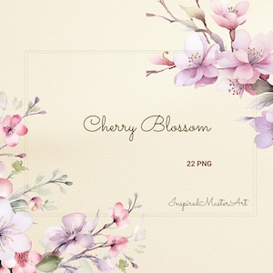 Kirschblüten Cliparts, Blüten Aquarell, Sakura Blüten, Frühlingsblüten, vorgefertigte Illustrationen, japanische Blumen PNG, kommerzielle Nutzung