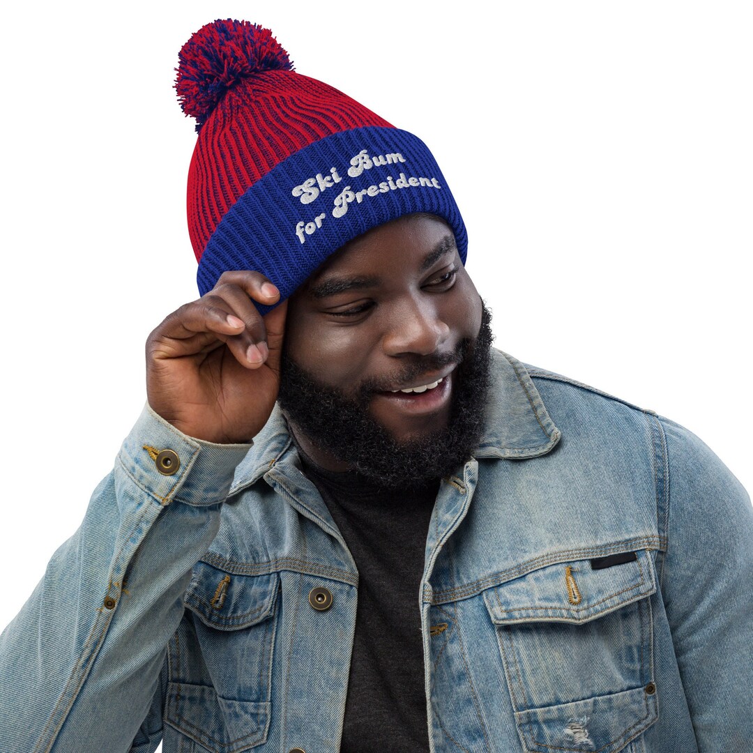 Retro Pom-Pom Beanie Soft Acrylic Spandex Blend Fitted Ski Bum Style Ski Bum Pom Beanie – Akinz main image 3