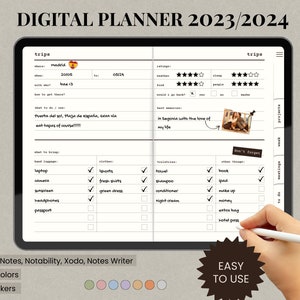 Digitaler Planer 2023 2024, datierter Digitaler Planer, Goodnotes Planner, Ipad Planer, Notability Planner, Tagesplaner, Hyperlinked Planner