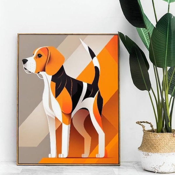 Modern Beagle Portraits Canvas Art Wall Decor Dog Painting Digital Download Printable Artwork Dog Image Pet Drawing Pup Print Mutts Pictures