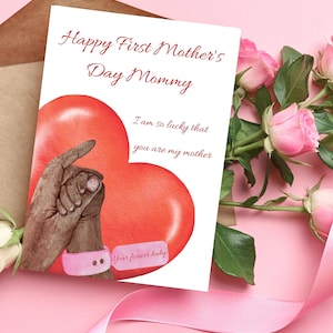 Mutlu ilk anneler günü kartı, yazdırılabilir anneler günü kartı, dijital indirme, 5x7" BABYGIRL