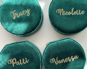 Personalized Velvet Jewelry Travel Case, Bridesmaid Gift