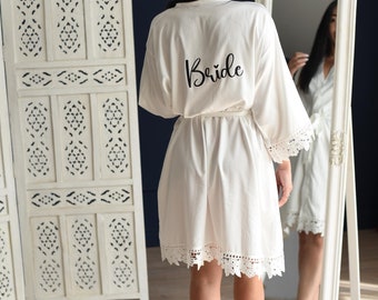 Satin Lace Bridal Robe: Wedding Party, Mother of Bride Gift