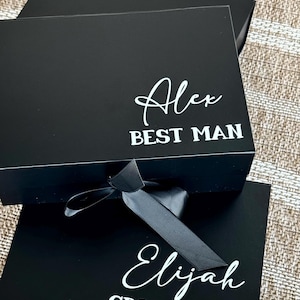 Personalized Groomsmen Gift Box: Empty Keepsake with Ribbon