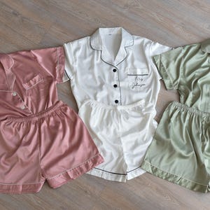 Satin Bridesmaid Pajama Set: Personalized Bachelorette Party PJs