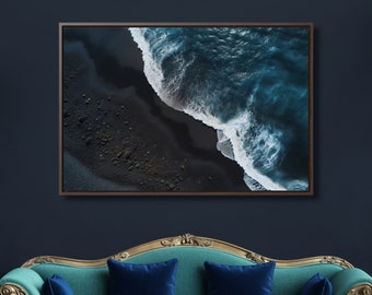 Aerial Ocean View Canvas Print: Coastal Waves, Modern Home Decor