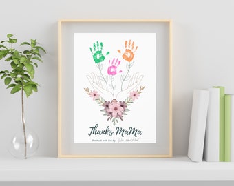 Mother's Day Handprint Art: Personalized Floral Bouquet Keepsake (PDF)