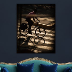 Cyclist Wall Art Acrylic print cyclist wall art print home decor bicyclist Tempered glass rider Home Decor interior design print photo