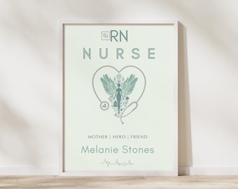 Custom RN Nurse Digital Print Gift Mother's Day Tribute Personalized Medical Artwork Heartwarming Nurse Mom Decor Gift for Mom Wall Art