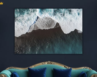 Aerial Ocean Acrylic Print: Tropical Beach View Tempered Glass Wall Art