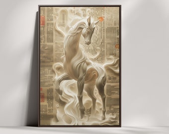 Chinese Mythology Horse Canvas Print: Millennial Art, Home Decor