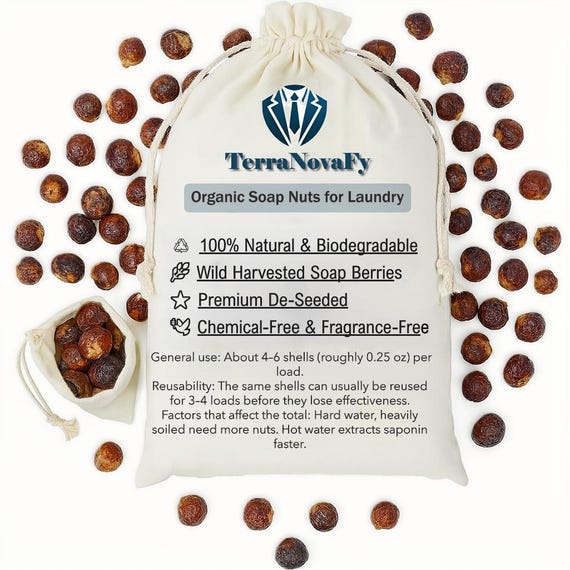 Organic Soap Nuts for Laundry Seedless Natural Washing Berries with Saponin by TerraNovaFy