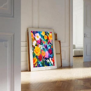 Vibrant Floral Wall Art Print: Abstract Botanical Painting (Digital Download)