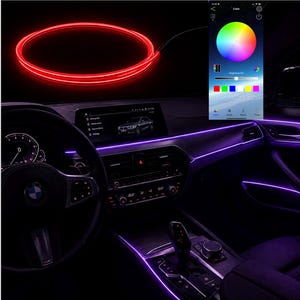 Car Interior LEDs Neon Lights Wire EL Strip Led Ambient Atmosphere Lighting Optic Fitment Cars RGB Modes Dash Footwell APP control