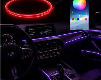 Car Interior LEDs Neon Lights Wire EL Strip Led Ambient Atmosphere Lighting Optic Fitment Cars RGB Modes Dash Footwell APP control