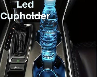 Cupholder LED Car Cup Coaster Chargeable Colourful Interior Accessory Light Ambient Luxury Glowing Gift Gadget Viral RGB Touch customize mod