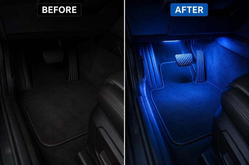 Rgb Led Footwell LED Car Footwell Lights Interior Ambient RGB Strip App Under Dash ...